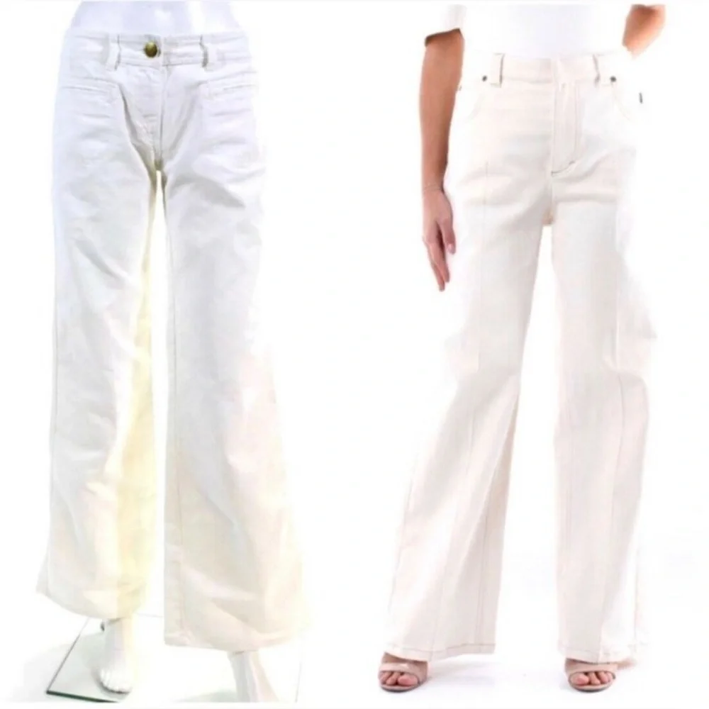 CHLOE Perle Wide Leg Low-Rise Ivory Pants Made In Italy MSRP:$895​​​ - Picture 4 of 7